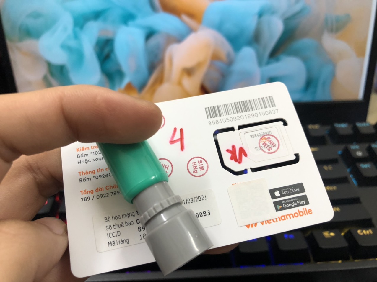 dấu đóng khay sim